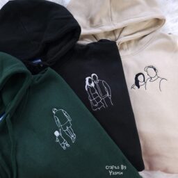 Custom Embroidered Hoodie with Intricate Design and Personalized Sketch from Photo"